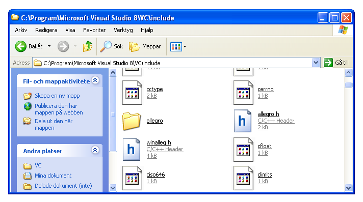 Visual C++:s include-katalog