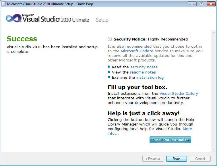 Installationen av Visual Studio