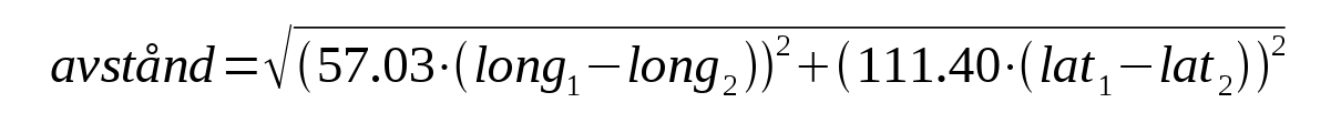 En formel fr approximation av avstnd i rebro
