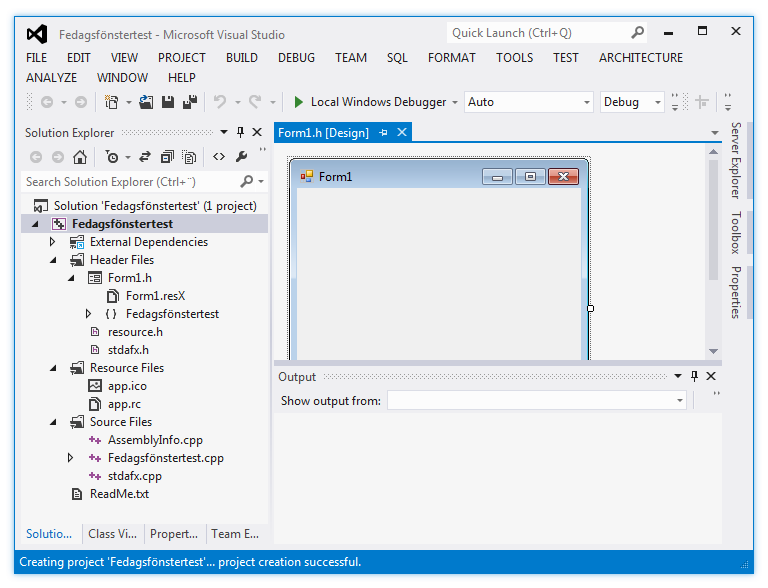 Visual Studio-fnstret med designverktyget