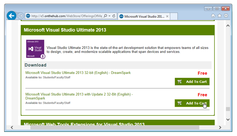 Visual Studio 2013 Ultimate p DreamSpark Premium