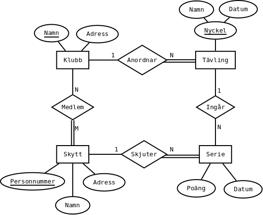 Ett ER-diagram fr databasen