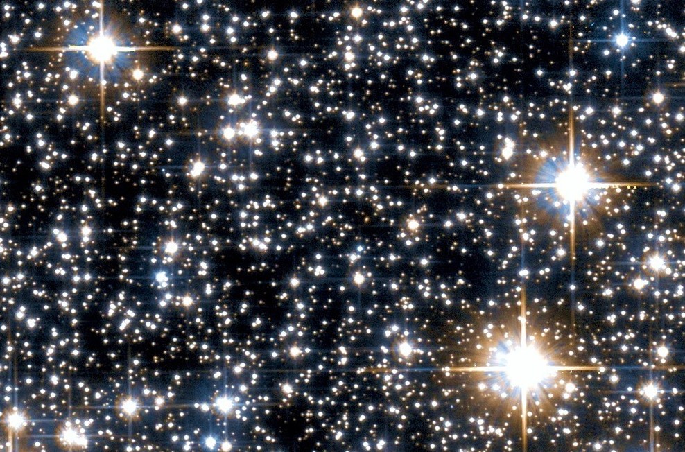 Del av stjrnhopen Messier 22 fotograferad av rymdteleskopet Hubble