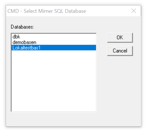Choosing a database for Mimer Batch SQL