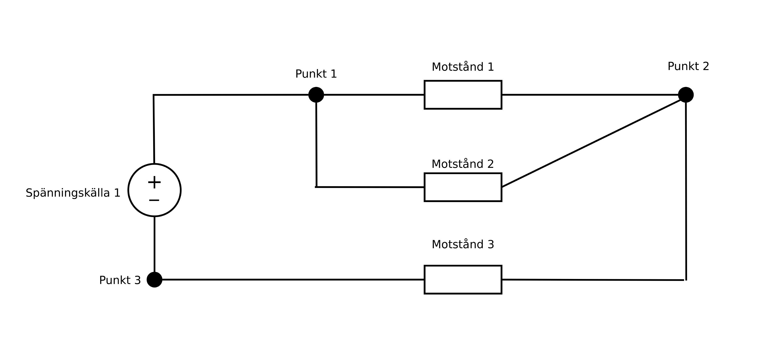 En elektrisk krets med tre motstnd
