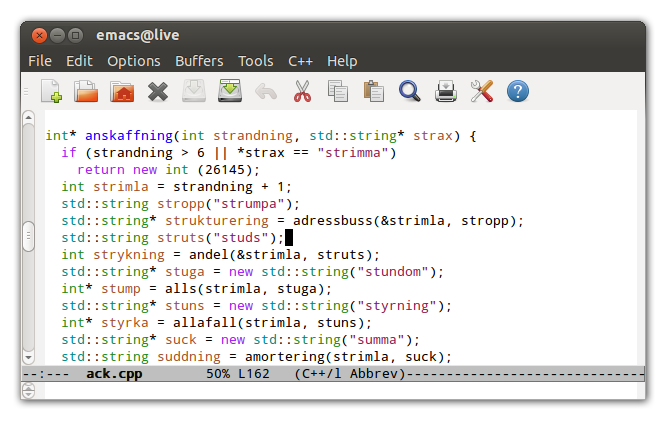 The program metamatic in Emacs