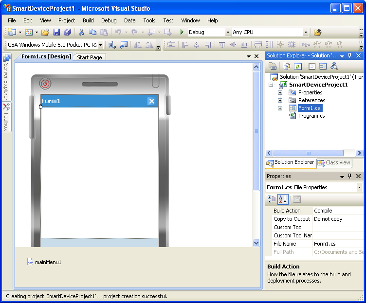 Visual Studio-fnstret med designverktyget