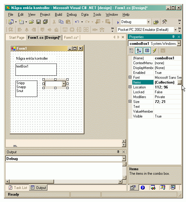 Tillmpningen "Ngra enkla kontroller" i emulatorn
